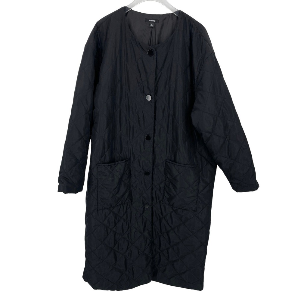 Alfani Long Quilted Lightweight Coat Womens XL Snap Front Collarless